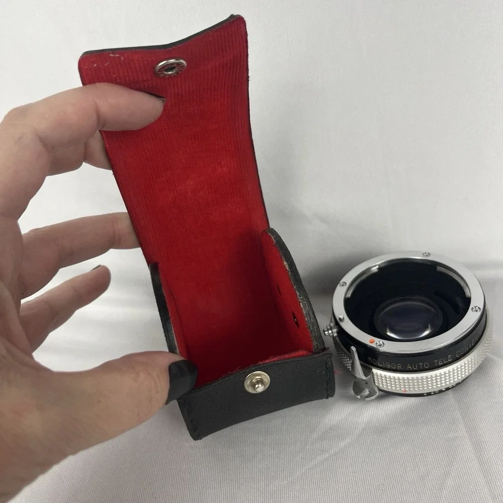 Vtg Soligor Auto Tele-Converter 2X For‎ Nikon F/Ai w Hard Leather Case Japan EUC